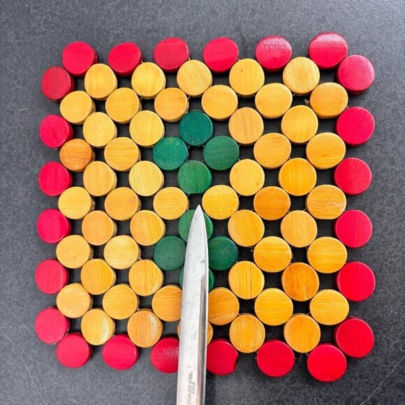 Wooden Trivets Hot Pads Retro Stretchy Star/Square Colorful VTG Set of 3 MCM - Picture 11 of 11